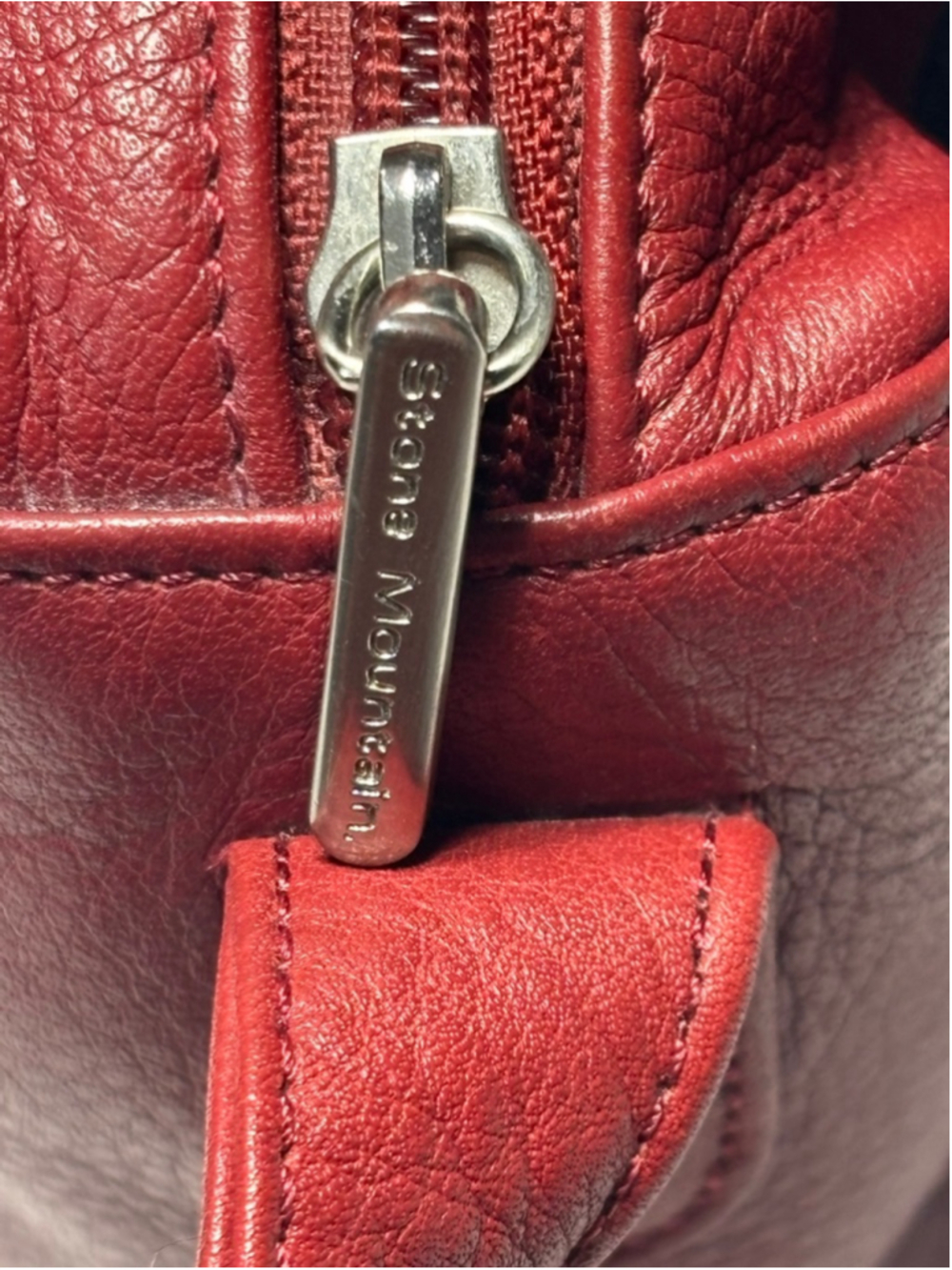 Stone Mountain Red Leather Triple Compartment Crossbody EUC - Picture 11 of 16